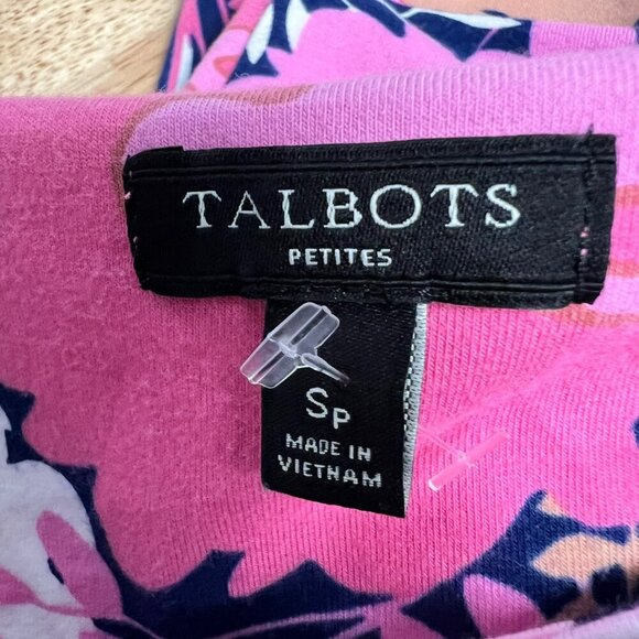 Talbots Floral Shift Dress Ruffle Neck 3/4 Sleeve Multicolor Size SP - Picture 7 of 8